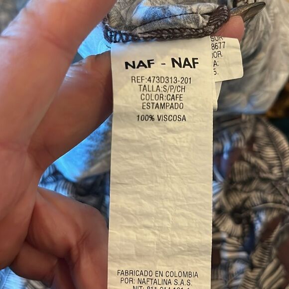 NAF NAF Brown and White Tropical Palm Print Midi/Maxi Dress, size S - Picture 10 of 11